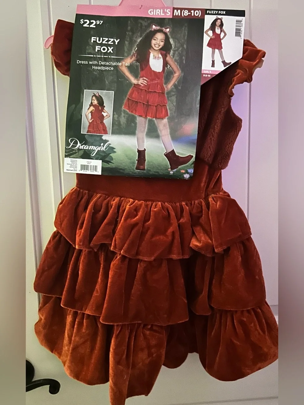 Dreamgirl Rust Red Fuzzy Fox Kids Costume Dress